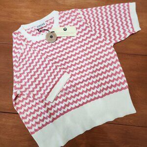 Pink and ivory striped lightweight sweater